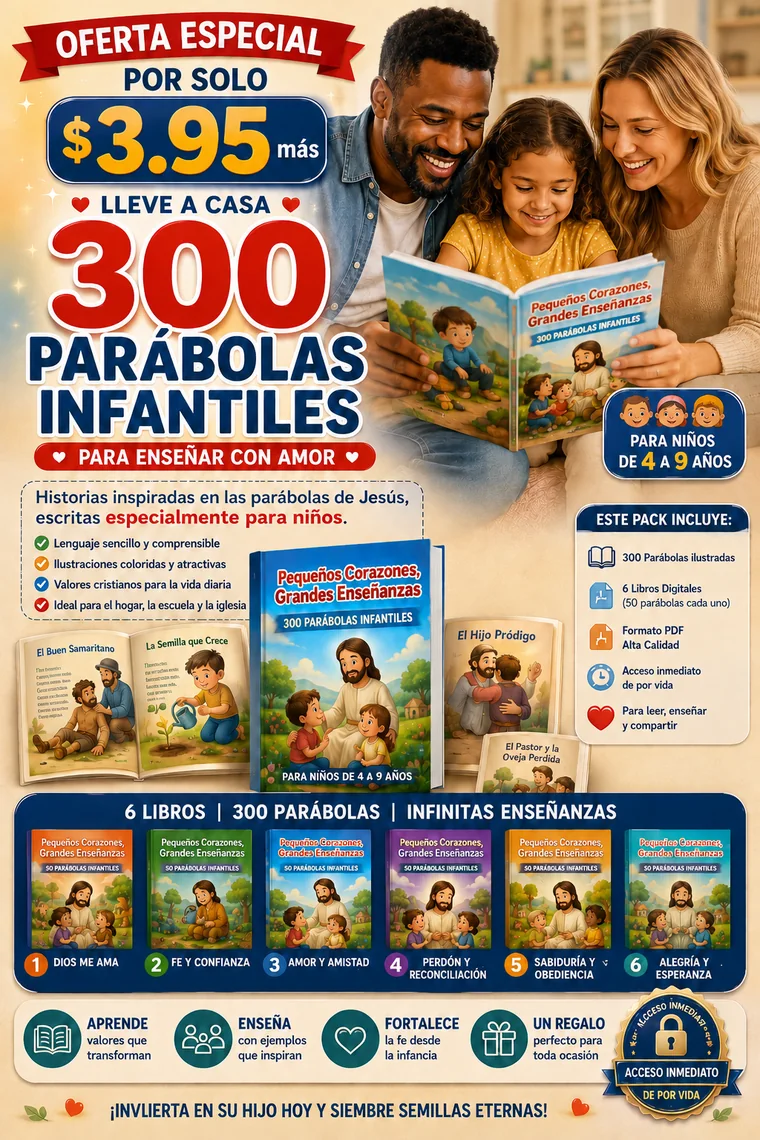 300 Parábolas Infantiles: seis libros con las parábolas de Jesús contadas para niños.