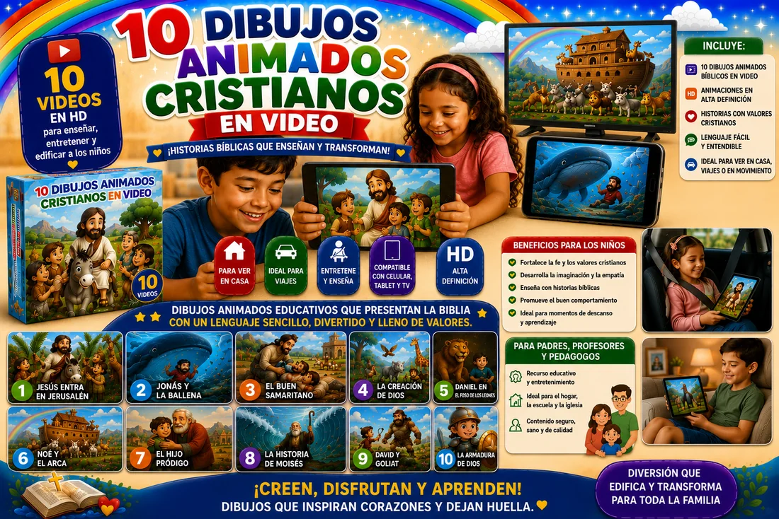 10 Dibujos Animados Cristianos en video HD: historias bíblicas que enseñan y transforman.